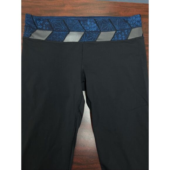 Lululemon Run Inspire Crop ll Sashiko Reflective Black Mesh Blue Hyper Leggings - Picture 2 of 7